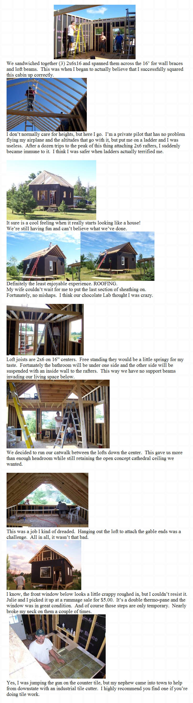 16x24 owner built cabin in Michigan construction photo essay, part two