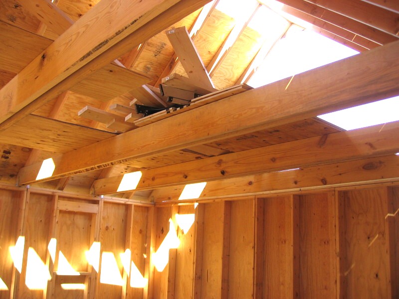 roof rafters with a built up beam tied across every other rafter