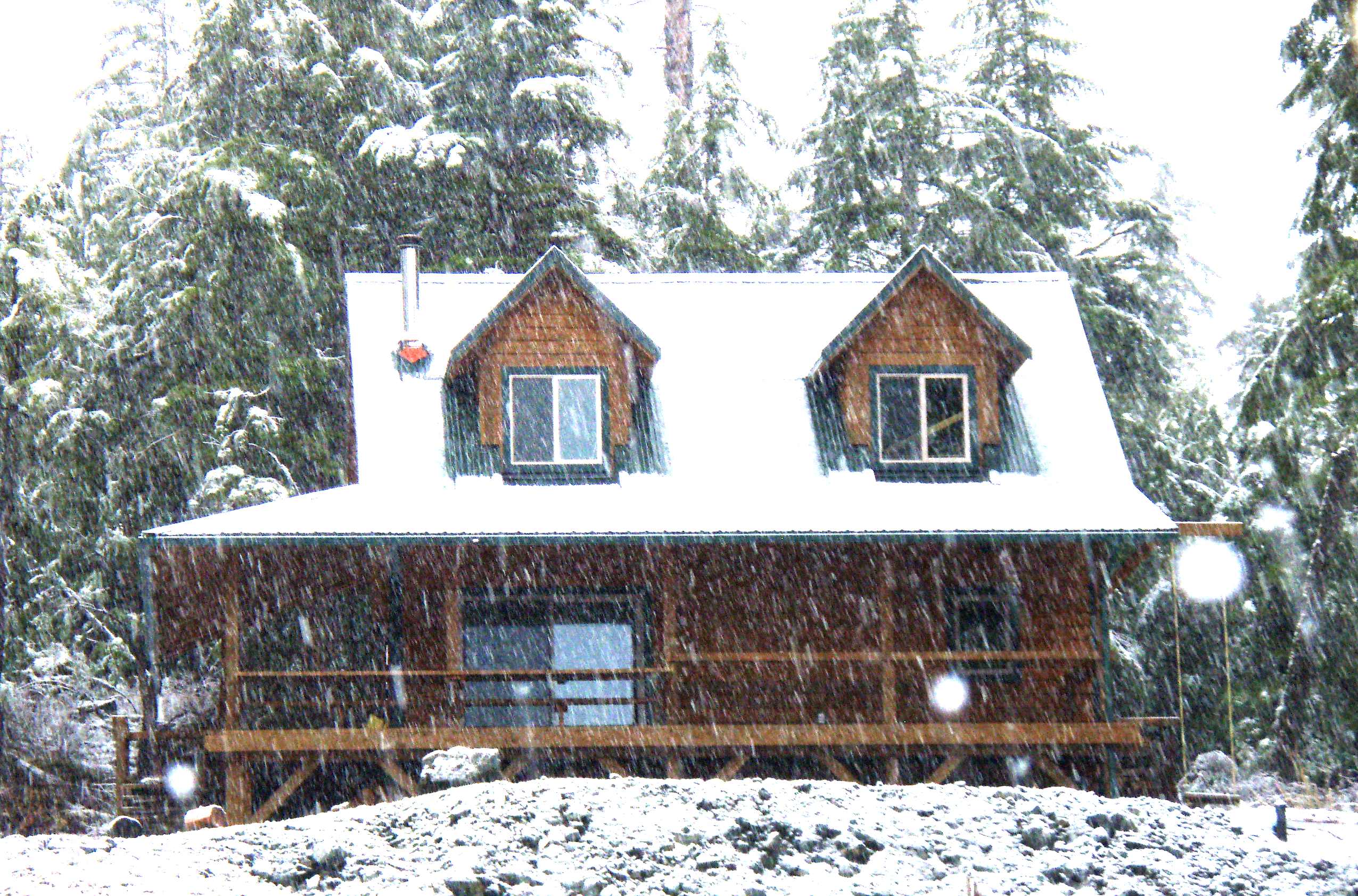 view from the owner built Alaska cabin porch