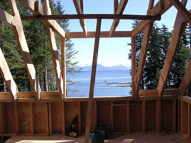 dormer framed between the site built trusses