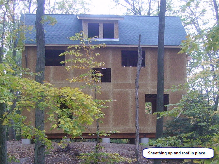 20x34 two story Universal Cottage with the roof and dormer in place
