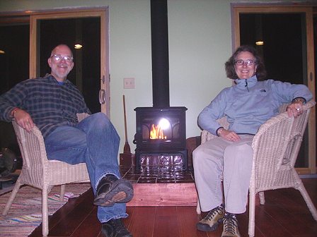 wood stove in the finished living space