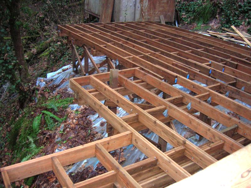 joists in place for the office platform and the deck extension