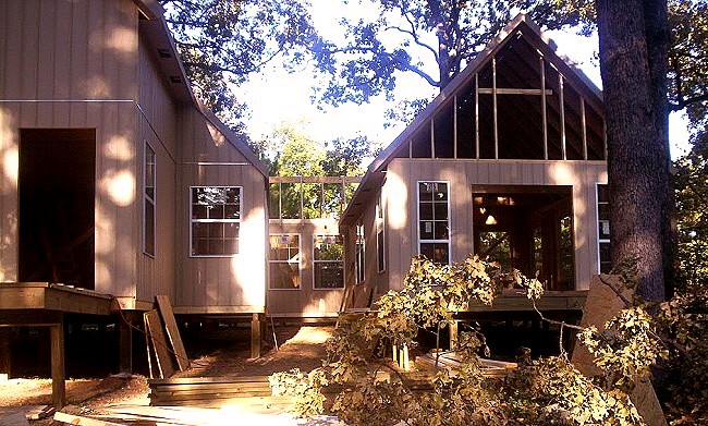 kitchen pop-out on the Victoria cottage with the mudroom utility element behind it