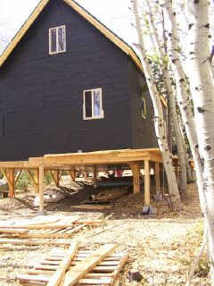 back of the cabin with the small rear deck