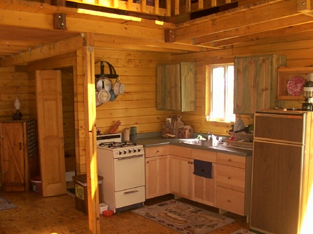 kitchen area of the owner built 14x24 cabin