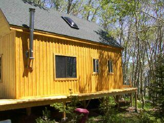 gable end of the cabin waiting for shiplap siding
