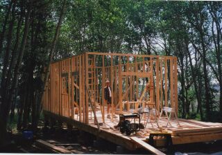 all four cabin walls framed and standing