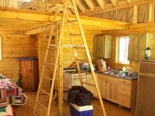 cabin kitchen with the loft above