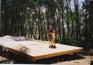 Kim and Nathan on the finished rough-cut deck