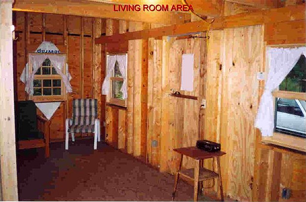 living room interior of the 16x24 owner built cabin