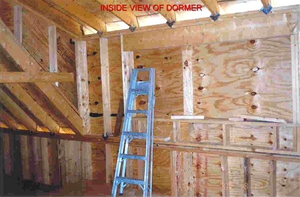 dormer wall framed and ready for window openings