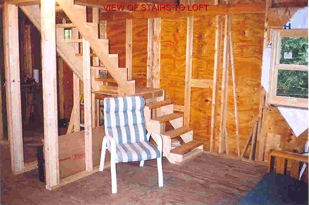 loft stair inside the 16x24 cabin